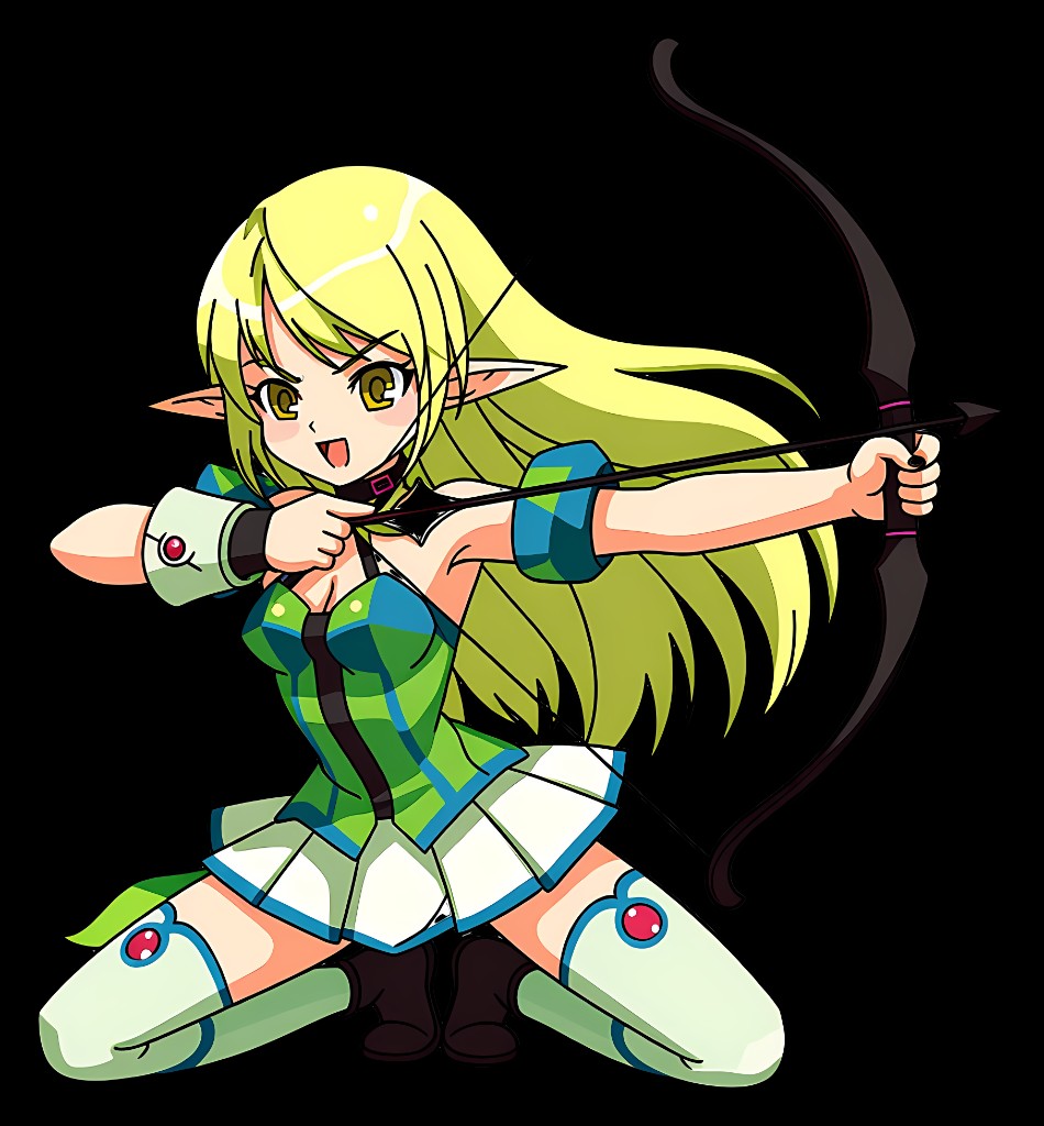 Robi-chan aiming her bow