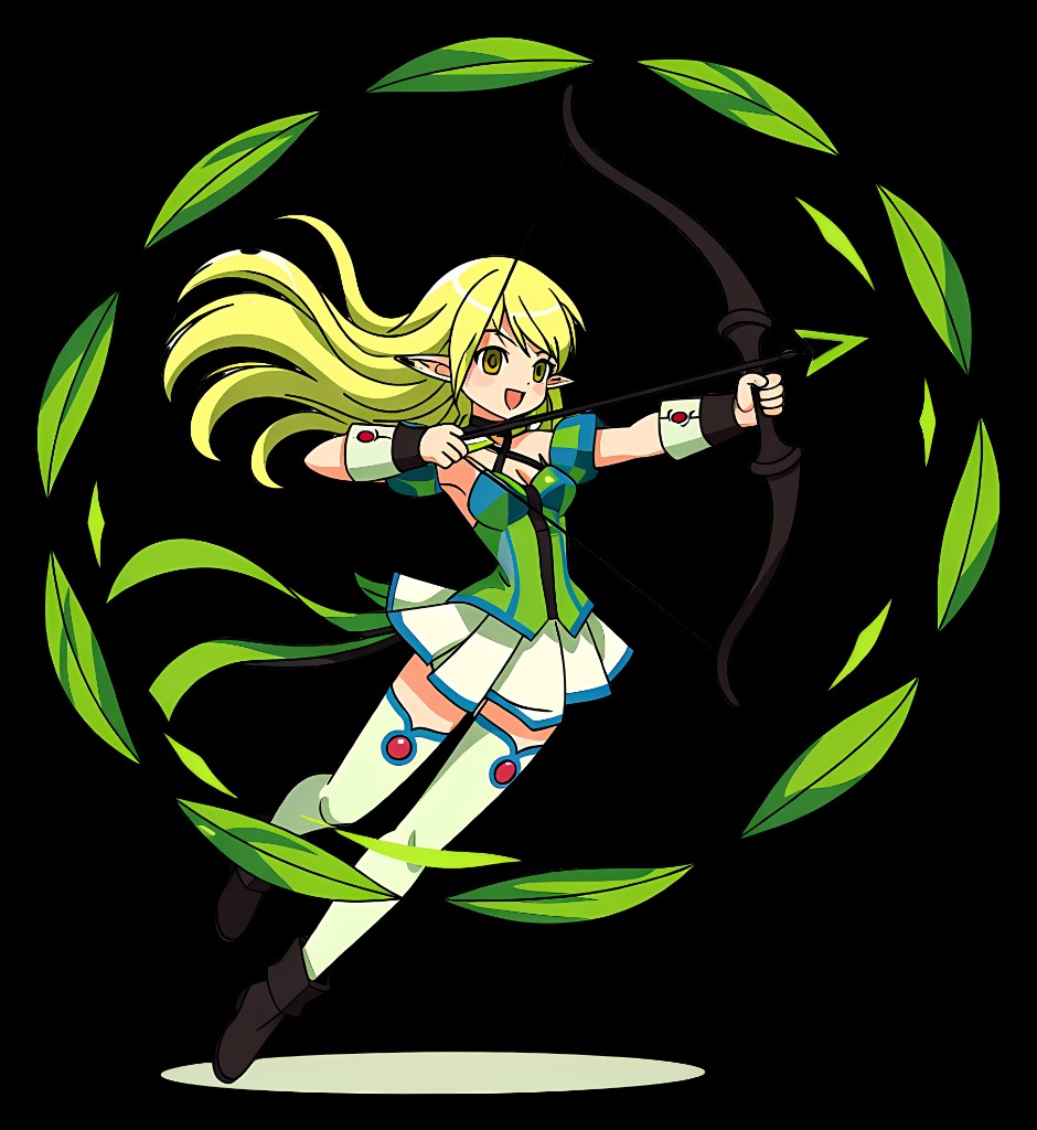 Robi-chan surrounded by leaves